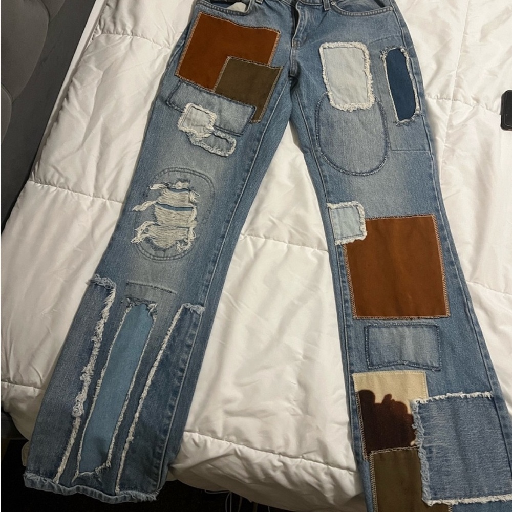 Revice Blue And Brown Patchwork Straight Leg Jeans - image 2